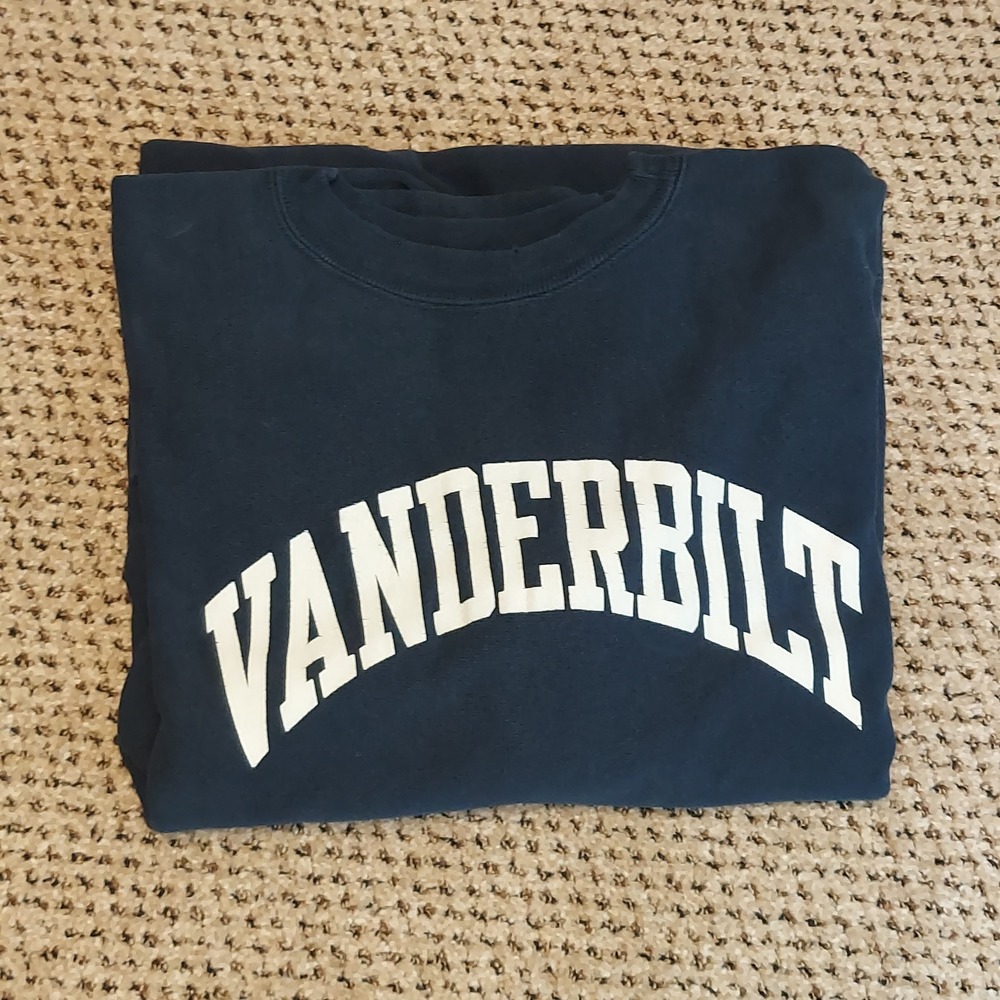 Champion Reverse Weave Vanderbilt Sweatshirt Navy Blue XXL Vintage Made in USA